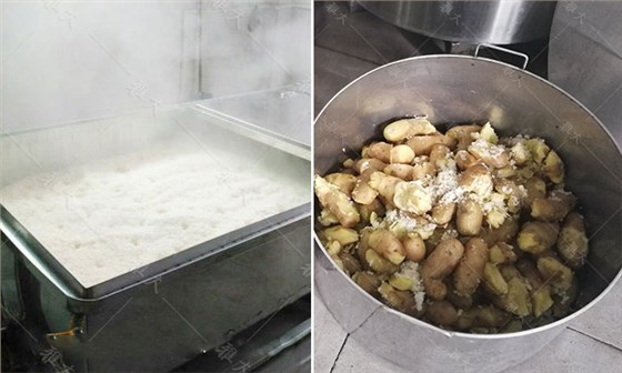 糯米、土豆分開(kāi)蒸熟