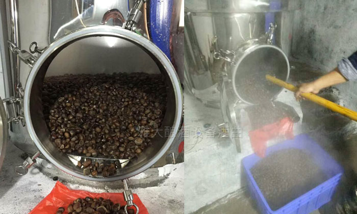 民間用小型白酒釀酒設(shè)備釀了15年板粟酒的傳統(tǒng)技藝被公布！-03-板栗釀酒-蒸熟