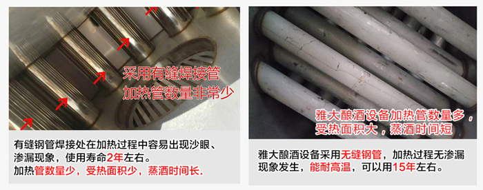 怎樣判斷釀酒設備價格是否合理，你清楚嗎？-04-加熱管材質(zhì)對比