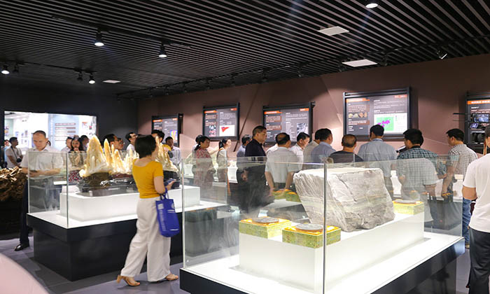 ▲科技局等領導帶領大家在科技館內(nèi)參觀